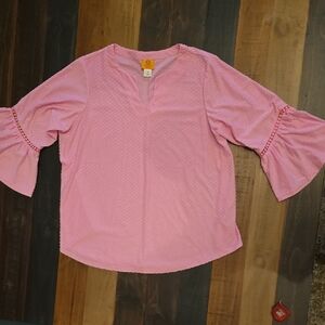 Ruby Rd. Pink Blouse with Flared Sleeves